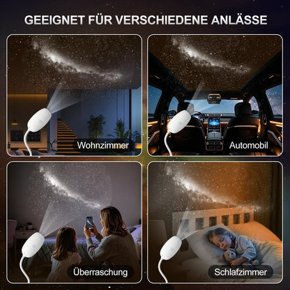 Blink Basket 360° adjustable starry sky projector displaying a galaxy of stars on a dark background with bright points of light.